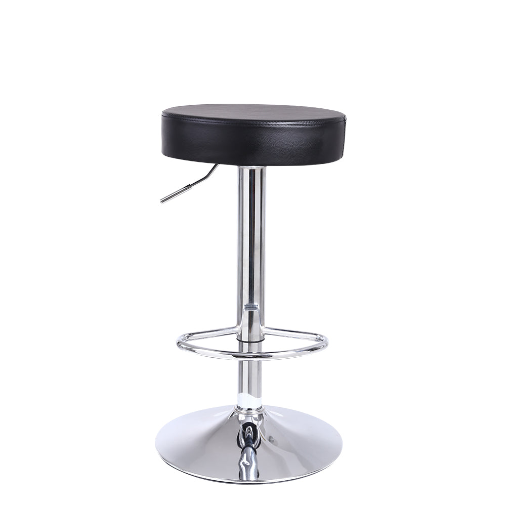 KKTONER PU Leather Height Adjustable Round Bar Stool with Footrest Black