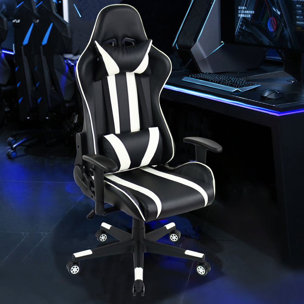 KKTONER Ergonomic Gaming Chair for E-Sport Racing Computer Swivel Height Adjustable Gamer Chair (White)