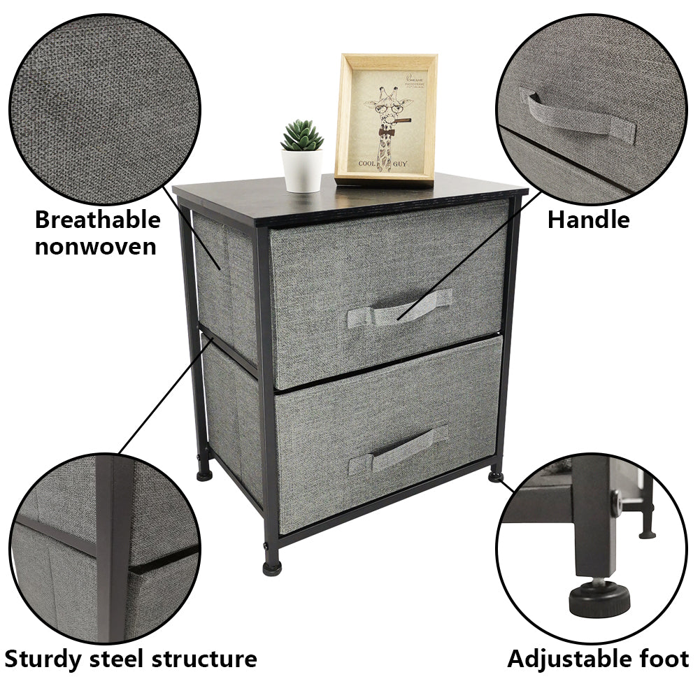 KKTONER Nightstand with 2 Drawers Dresser Storage Tower Organizer for Bedroom Living Room