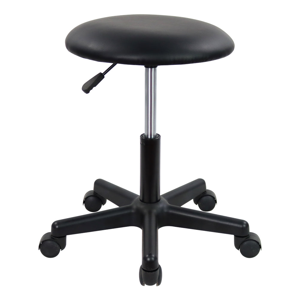 KKTONER 15 Inch PU Leather Swivel Rolling Stool Height Adjustable Stool with Wheels Black