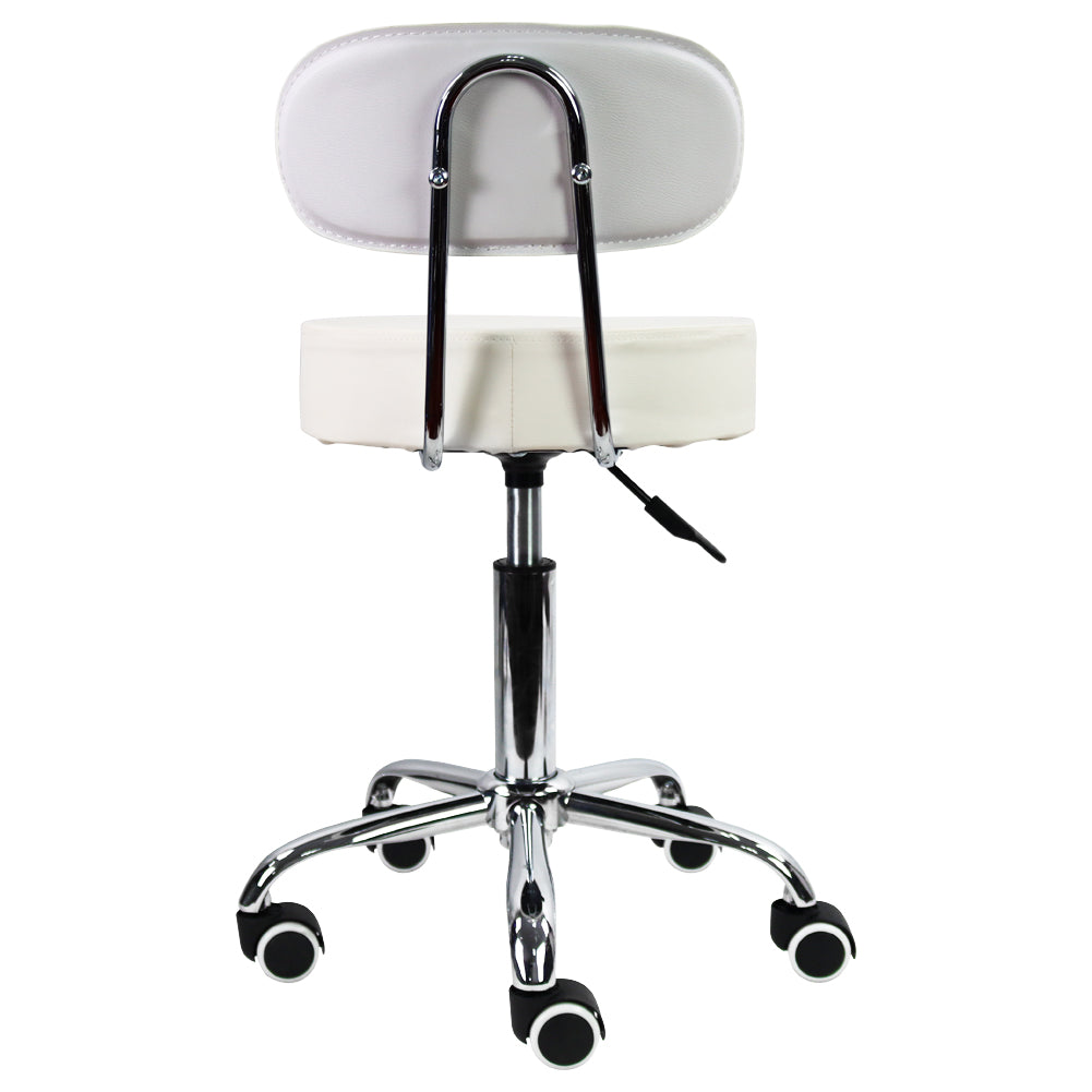 KKTONER PU Leather Counter Desk Chair Height Adjustable Swivel Stool Rolling Chair with Mid Back White