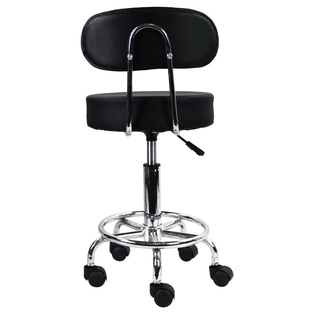 KKTONER Mid Back Desk Chair PU Leather Height Adjustable Swivel Stool Rolling Chair with Footrest Black