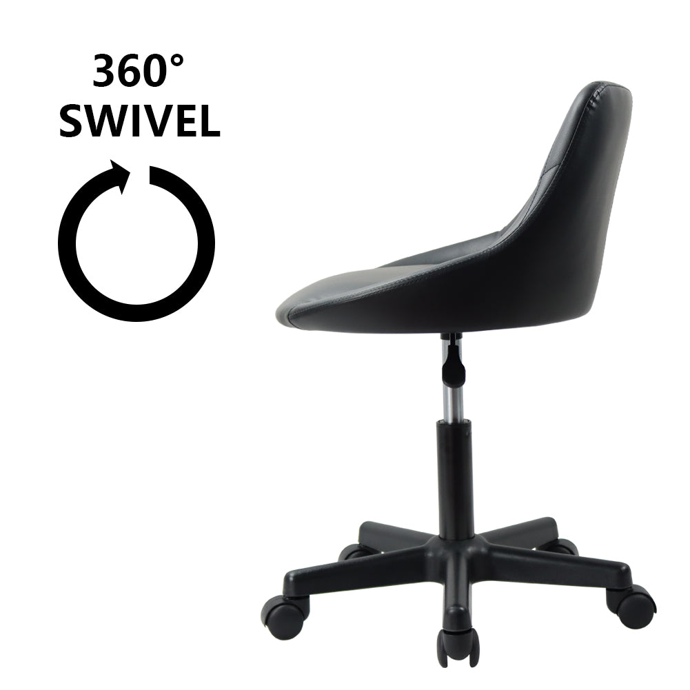 KKTONER Mid-Back Office Chair Swivel Height Adjustable Ergonomic Computer Home Chair with Wheels (Black)