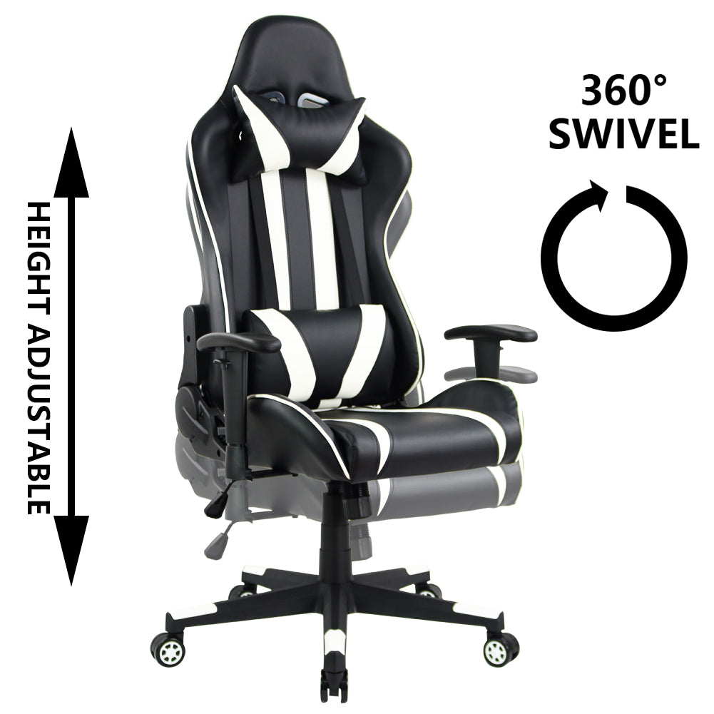 KKTONER Ergonomic Gaming Chair for E-Sport Racing Computer Swivel Height Adjustable Gamer Chair (White)