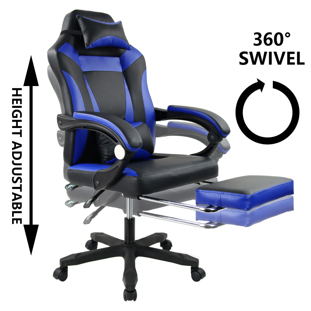 KKTONER Ergonomic Gaming Chair Executive Office Chair for E-Sport Racing Swivel Height Adjustable with Armrest (Blue)