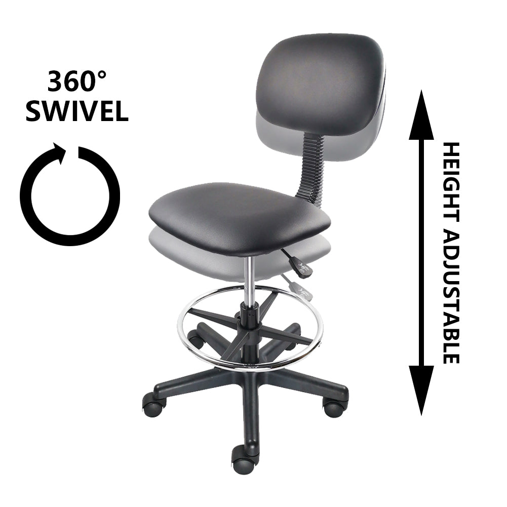 KKTONER PU Leather Mid Back Height Adjustable Swivel Task Chair Without Arms Computer Desk Office Chair Black