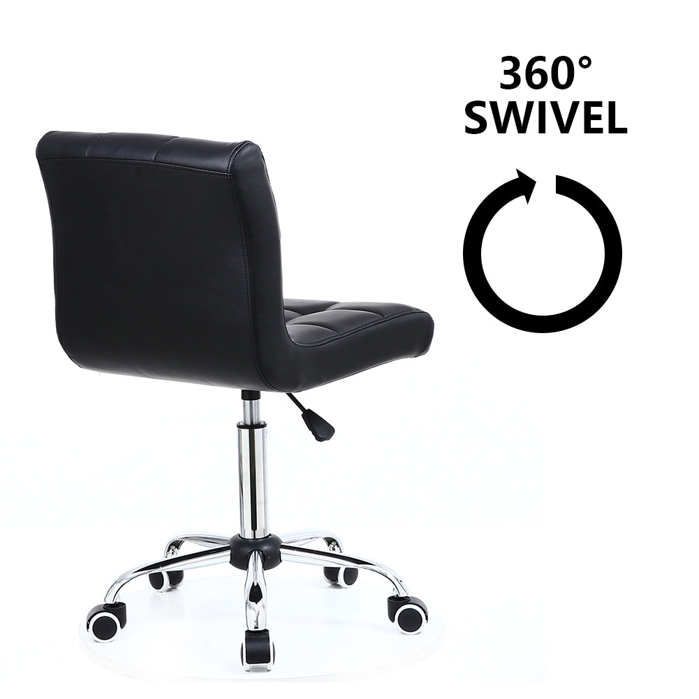 KKTONER Modern Office Chair Square PU Leather Height Adjustable Swivel Desk Chair with Backrest Black