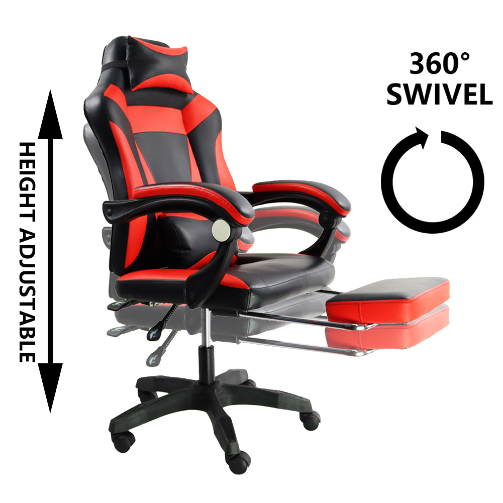 KKTONER Ergonomic Gaming Chair for E-Sport Racing Executive Office Chair Swivel Height Adjustable with Armrest (Red)