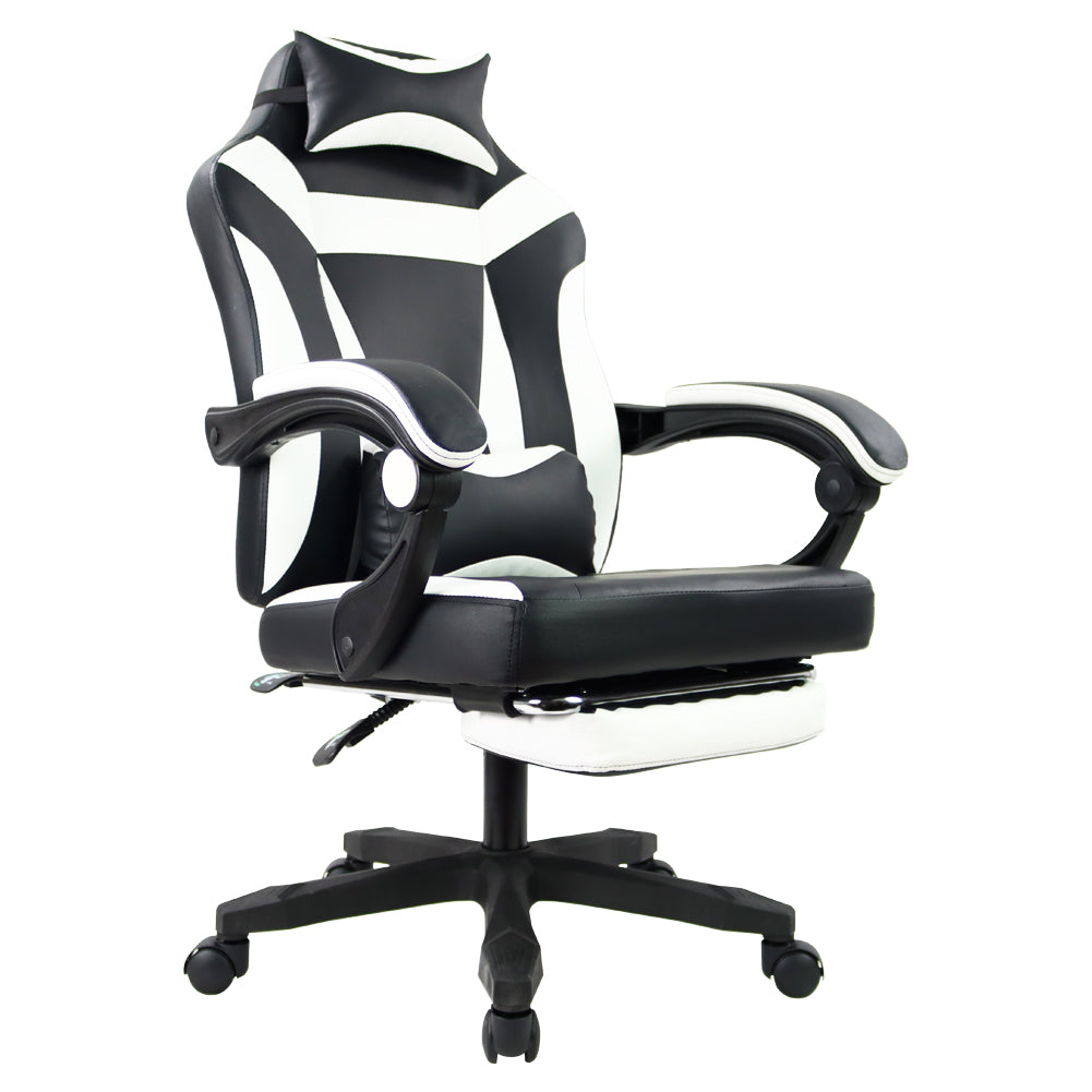 KKTONER Ergonomic Gaming Chair Executive Office Chair for E-Sport Racing Swivel Height Adjustable with Armrest (White)