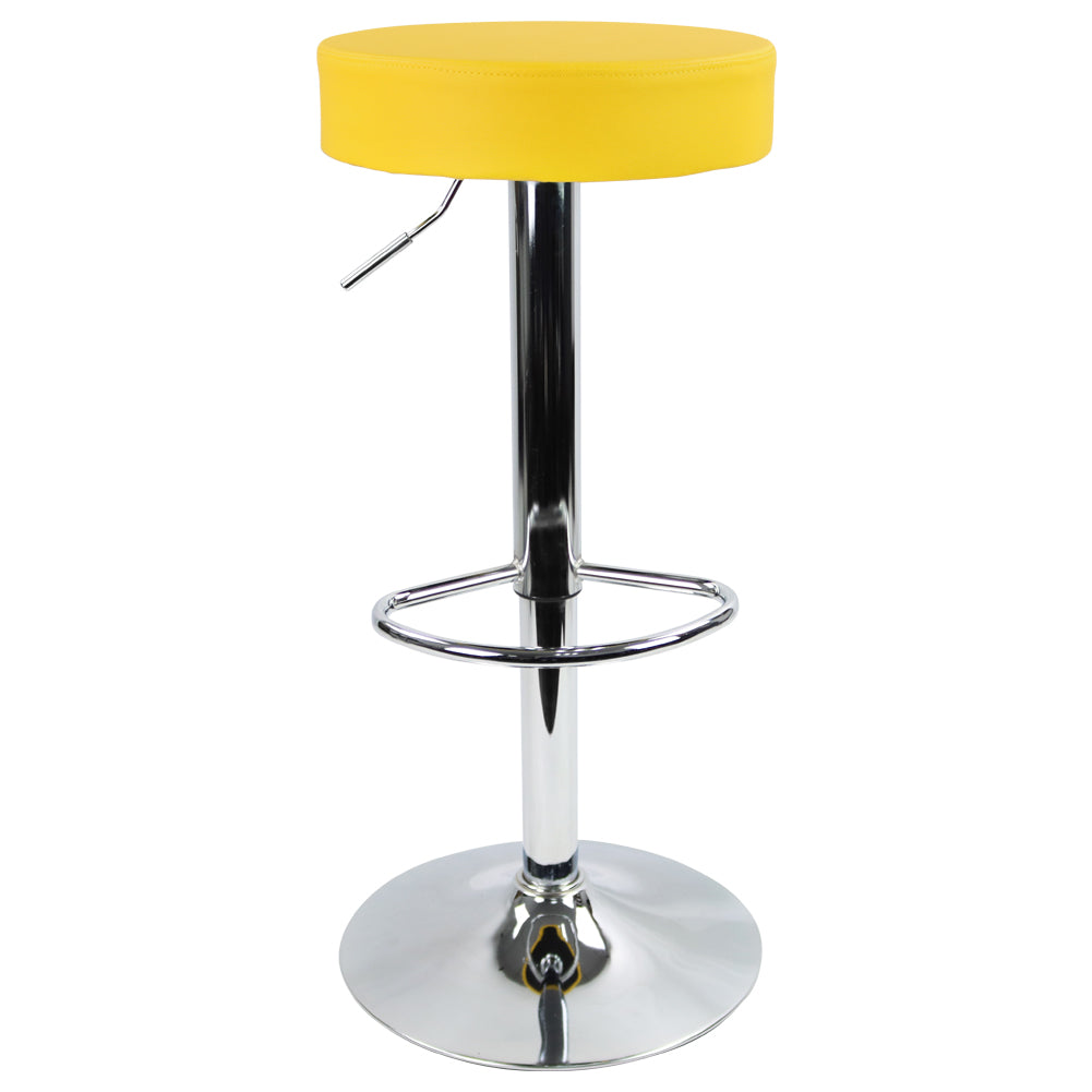 KKTONER PU Leather Height Adjustable Round Bar Stool with Footrest Black