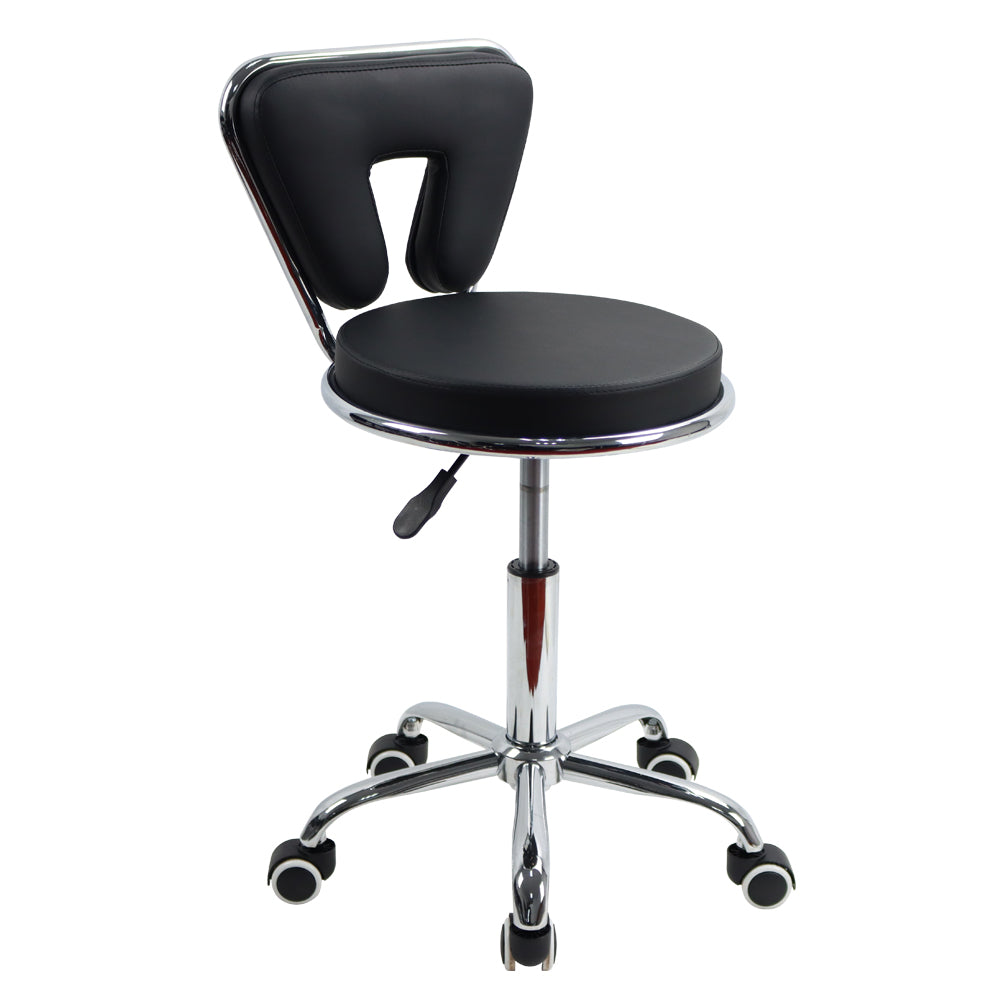 KKTONER Modern Desk Chair with Mid Back PU Leather Rolling Stool Height Adjustable Swivel Office Chair with Wheels (Black)