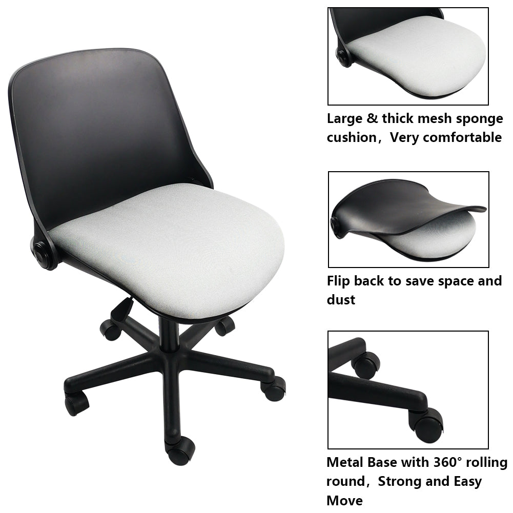 KKTONER Flippable Backrest Office Chair with Mesh Cushion Height Adjustable Swivel Desk Chair with Back Black