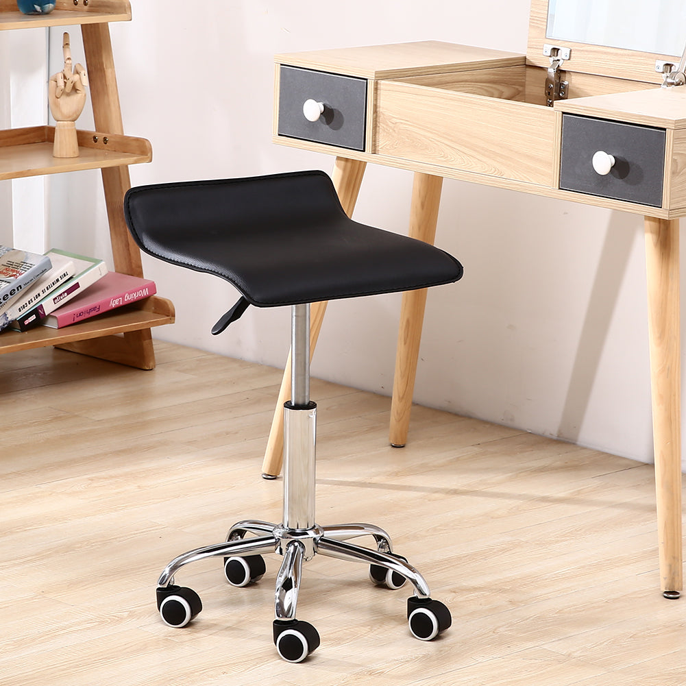 KKTONER Square Rolling Stool PU Leather Height Adjustable Swivel Massage SPA Salon Stools Task Chair with Wheels Black