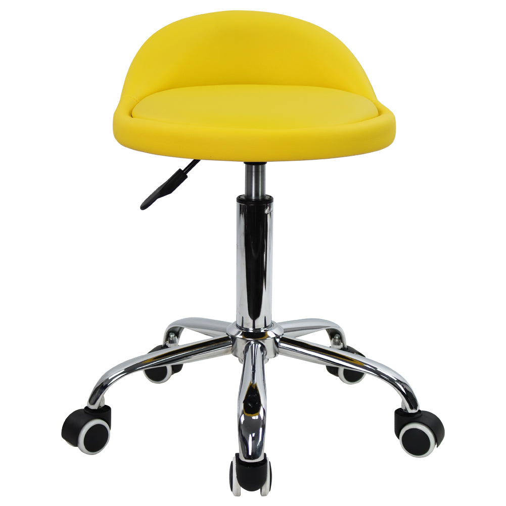 KKTONER PU Leather Rolling Stool with Low Backrest Desk Chair Home Office stool Yellow