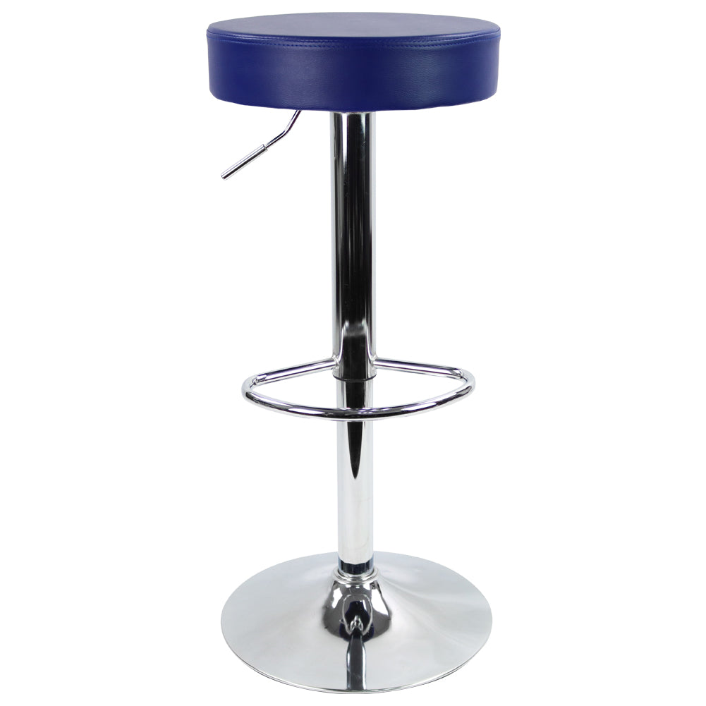 KKTONER PU Leather Height Adjustable Round Bar Stool with Footrest Black