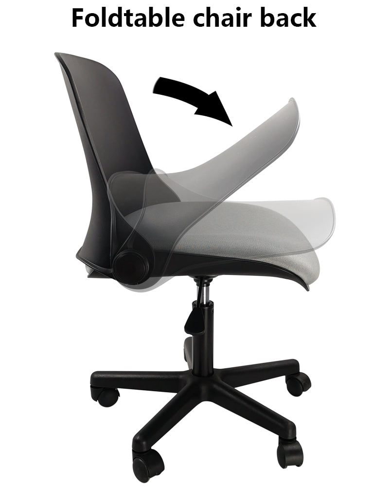 KKTONER Flippable Backrest Office Chair with Mesh Cushion Height Adjustable Swivel Desk Chair with Back Black