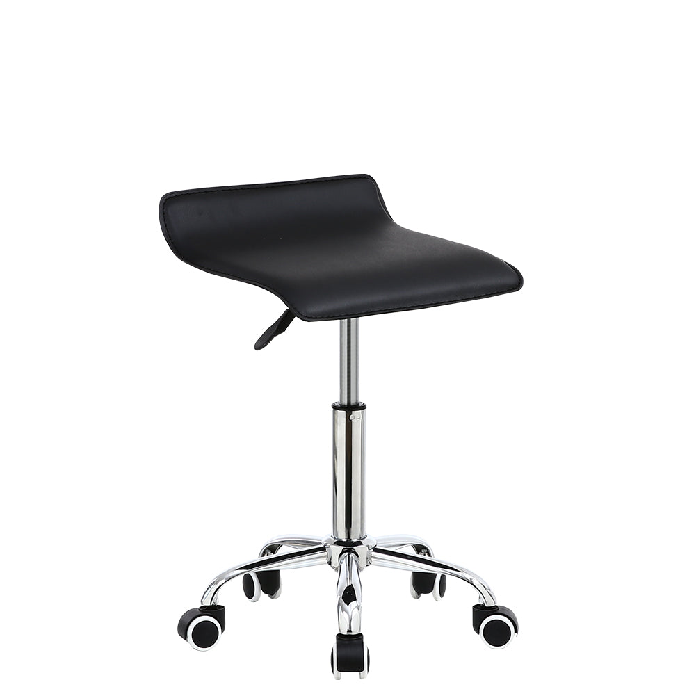 KKTONER Square Rolling Stool PU Leather Height Adjustable Swivel Massage SPA Salon Stools Task Chair with Wheels Black