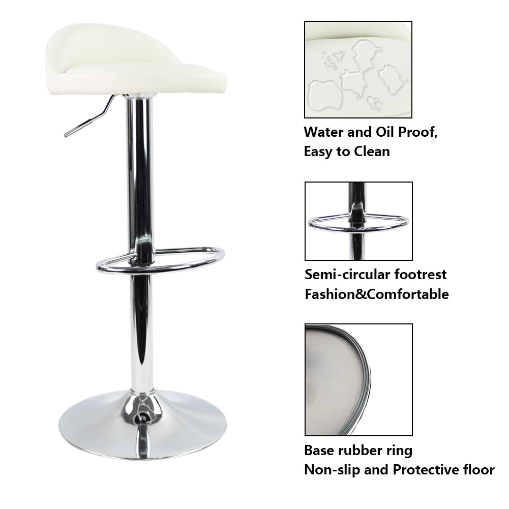 KKTONER Low Back Bar stool PU Leather Height Adjustable 360 Swivel Kitchen Stool with Footrest