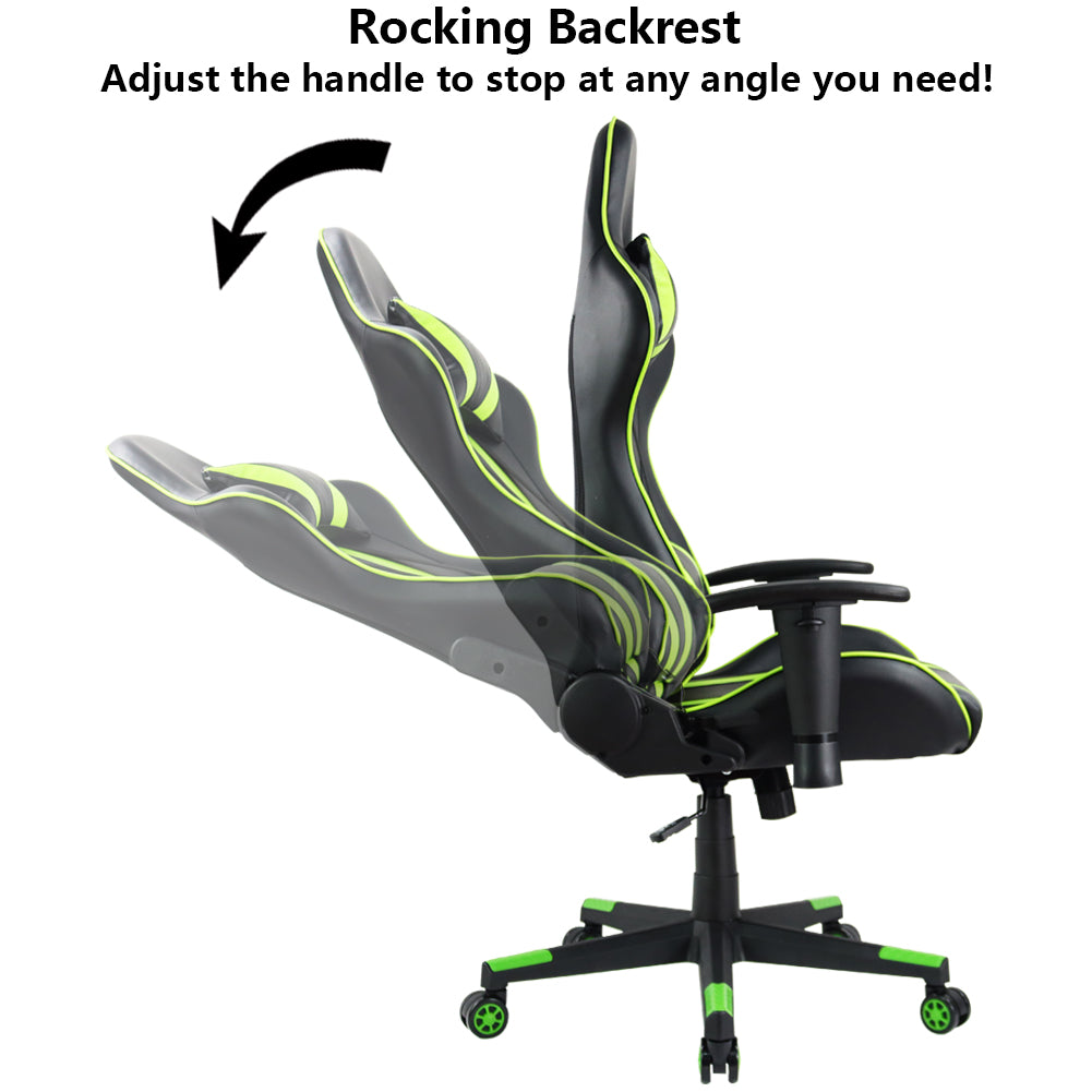 KKTONER Ergonomic Gaming Chair for E-Sport Racing Computer Swivel Height Adjustable Gamer Chair (Green)