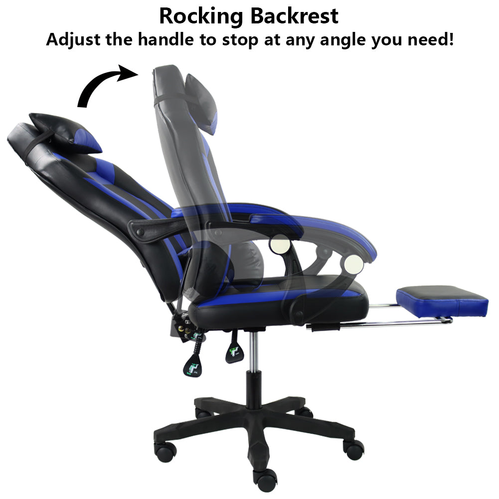 KKTONER Ergonomic Gaming Chair Executive Office Chair for E-Sport Racing Swivel Height Adjustable with Armrest (Blue)