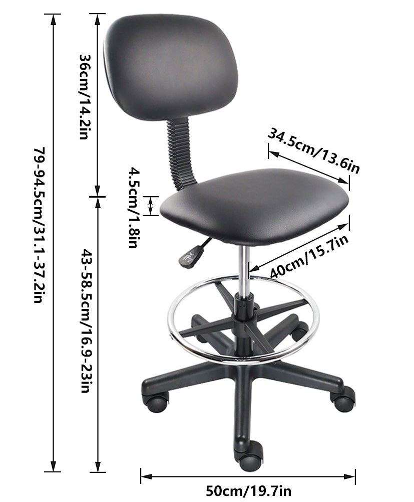 KKTONER PU Leather Mid Back Height Adjustable Swivel Task Chair Without Arms Computer Desk Office Chair Black