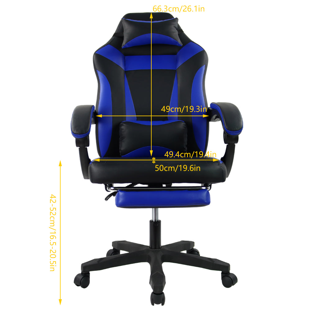 KKTONER Ergonomic Gaming Chair Executive Office Chair for E-Sport Racing Swivel Height Adjustable with Armrest (Blue)