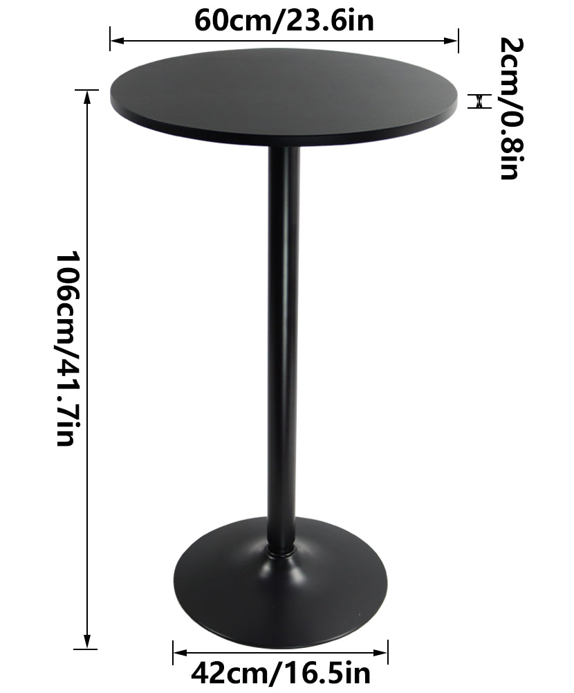 KKTONER Round Bar Table 23.6'' Top Coffee Table for Cocktail Bar Pub Dining Bistro (41.7''H, Black)