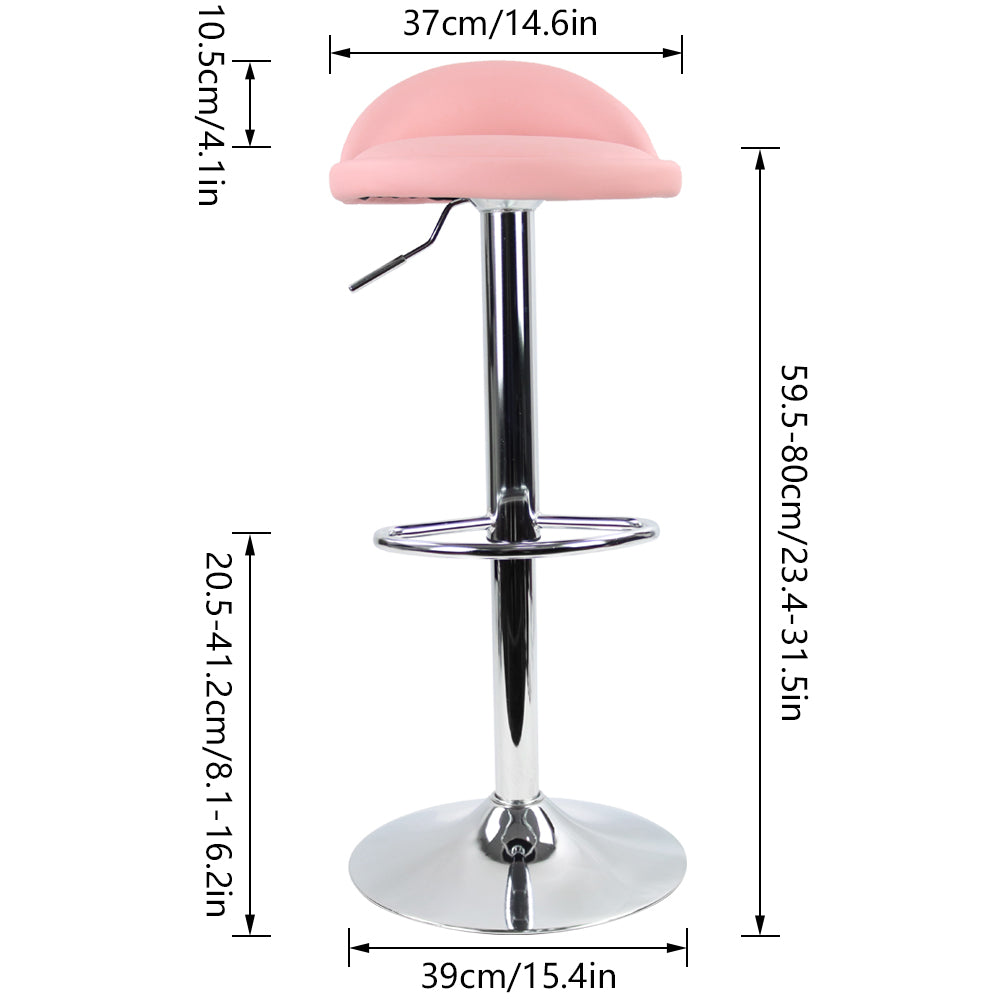 KKTONER Low Back Bar stool PU Leather Height Adjustable 360 Swivel Kitchen Stool with Footrest PINK