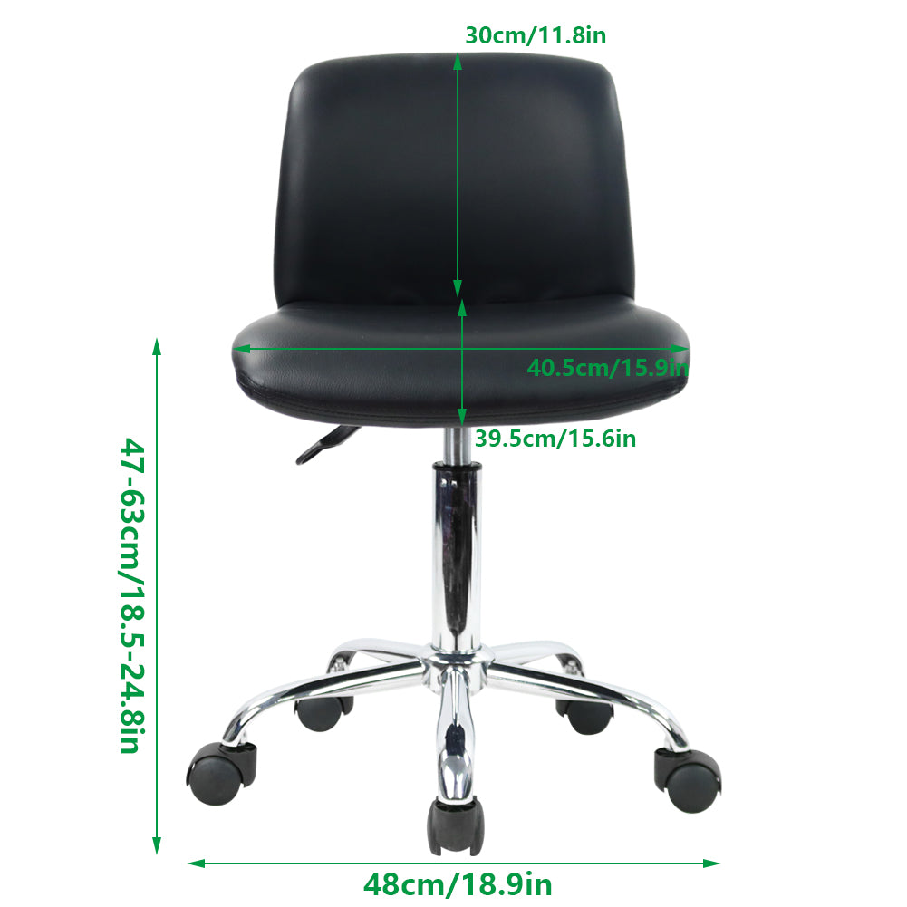 KKTONER PU Leather Desk Chair with Midback Height Adjustable Swivel Home Office Chair Black