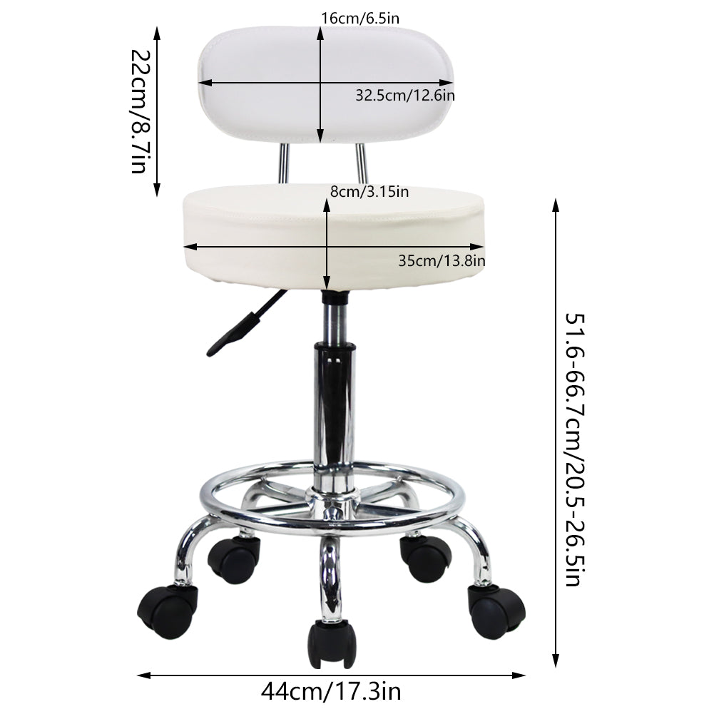 KKTONER Mid Back Desk Chair PU Leather Height Adjustable Swivel Stool Rolling Chair with Footrest White