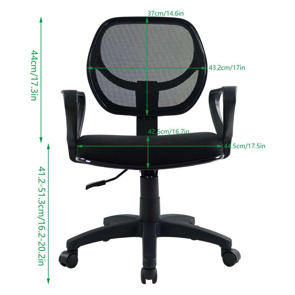 KKTONER Mesh Office Chair with Mid-Back Swivel Height Adjustable Computer Home Desk Ergonomic Chair with Armrest (Black)