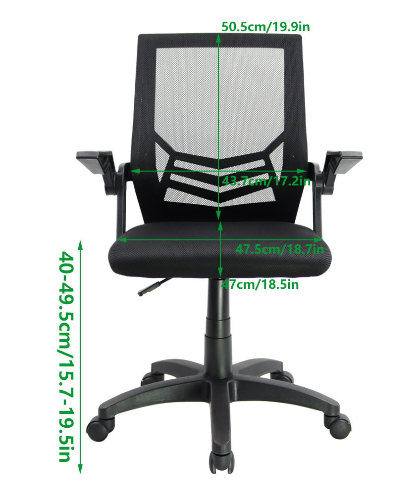 KKTONER Mid-Back Ergonomic Office Chair Swivel Height Adjustable Computer Home Desk Mesh Chair with Armrest (Black)