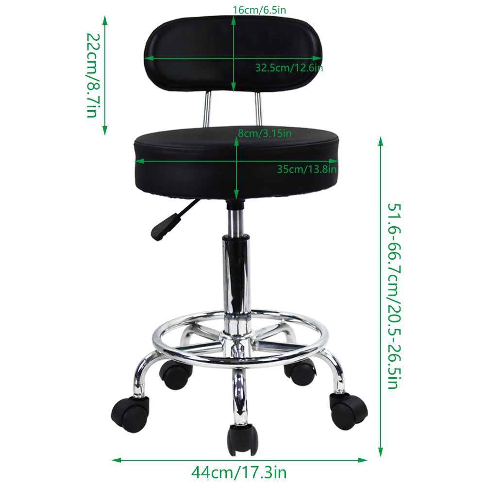 KKTONER Mid Back Desk Chair PU Leather Height Adjustable Swivel Stool Rolling Chair with Footrest Black