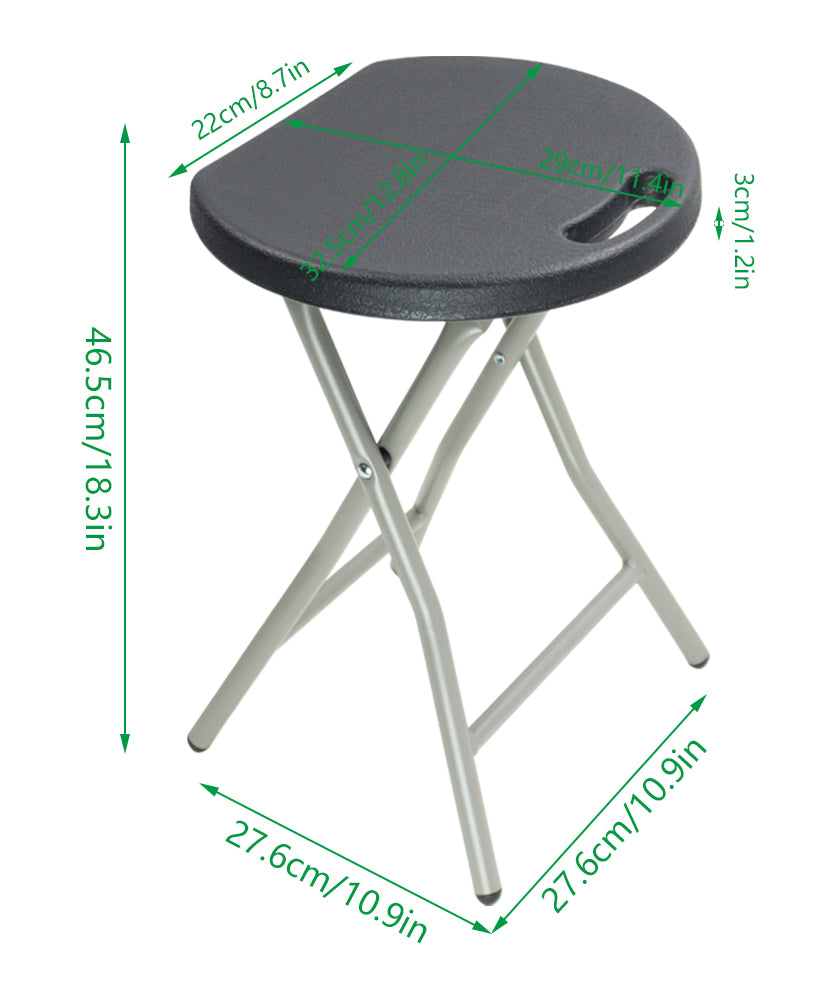 KKTONER Portable Steel and Plastic Folding Stool Light Weight Outside Chair Set of 2 Black