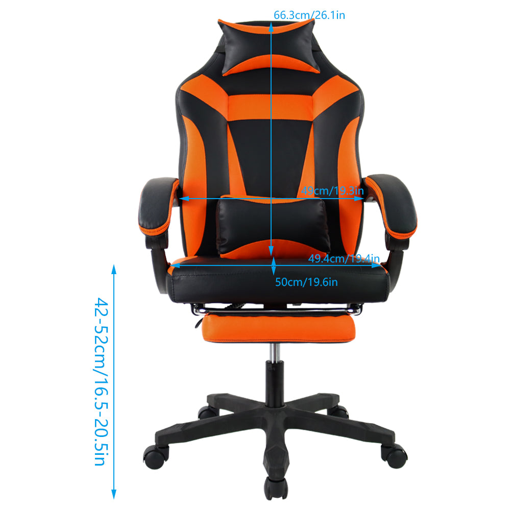 KKTONER Ergonomic Gaming Chair Executive Office Chair for E-Sport Racing Executive Office Chair Swivel Height Adjustable with Armrest (Orange)