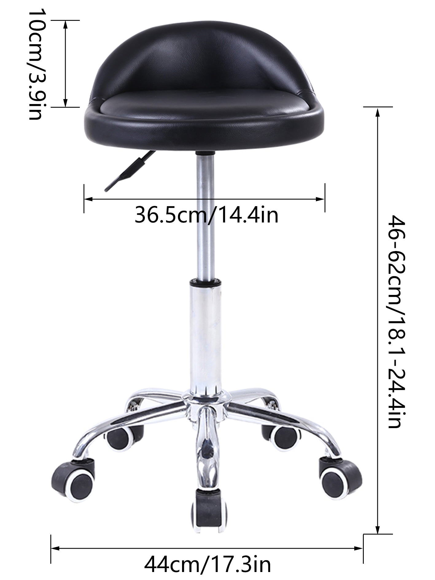 KKTONER PU Leather Rolling Stool with Low Backrest Desk Chair Home Office stool Black