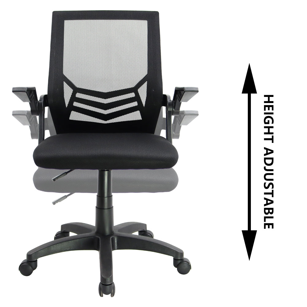 KKTONER Mid-Back Ergonomic Office Chair Swivel Height Adjustable Computer Home Desk Mesh Chair with Armrest (Black)