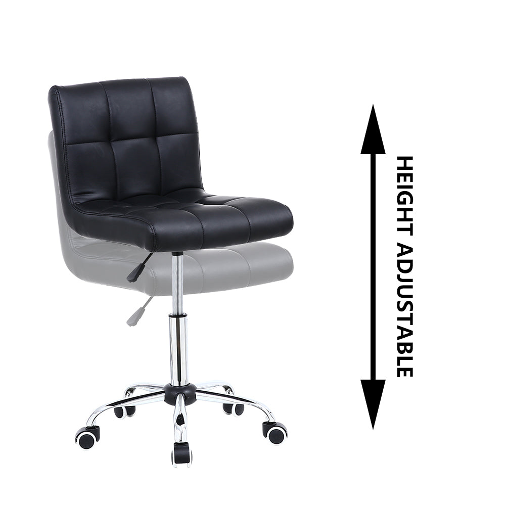 KKTONER Modern Office Chair Square PU Leather Height Adjustable Swivel Desk Chair with Backrest Black