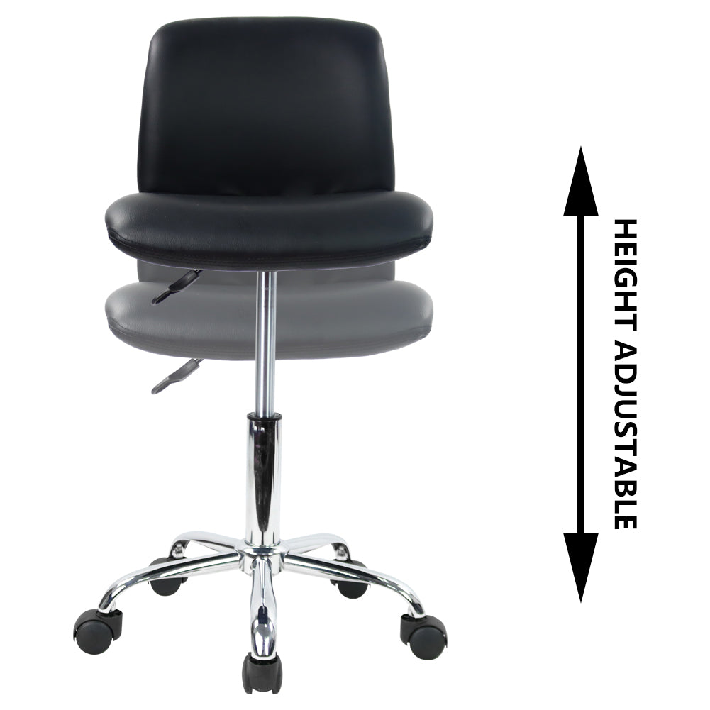 KKTONER PU Leather Desk Chair with Midback Height Adjustable Swivel Home Office Chair Black