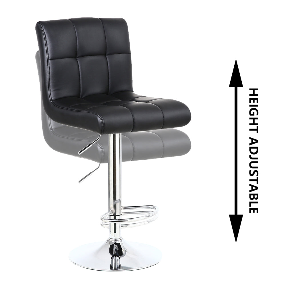 KKTONER Bar Stool PU Leather Chair with Backrest Height Adjustable Swivel Pub Chair Bar stools Black