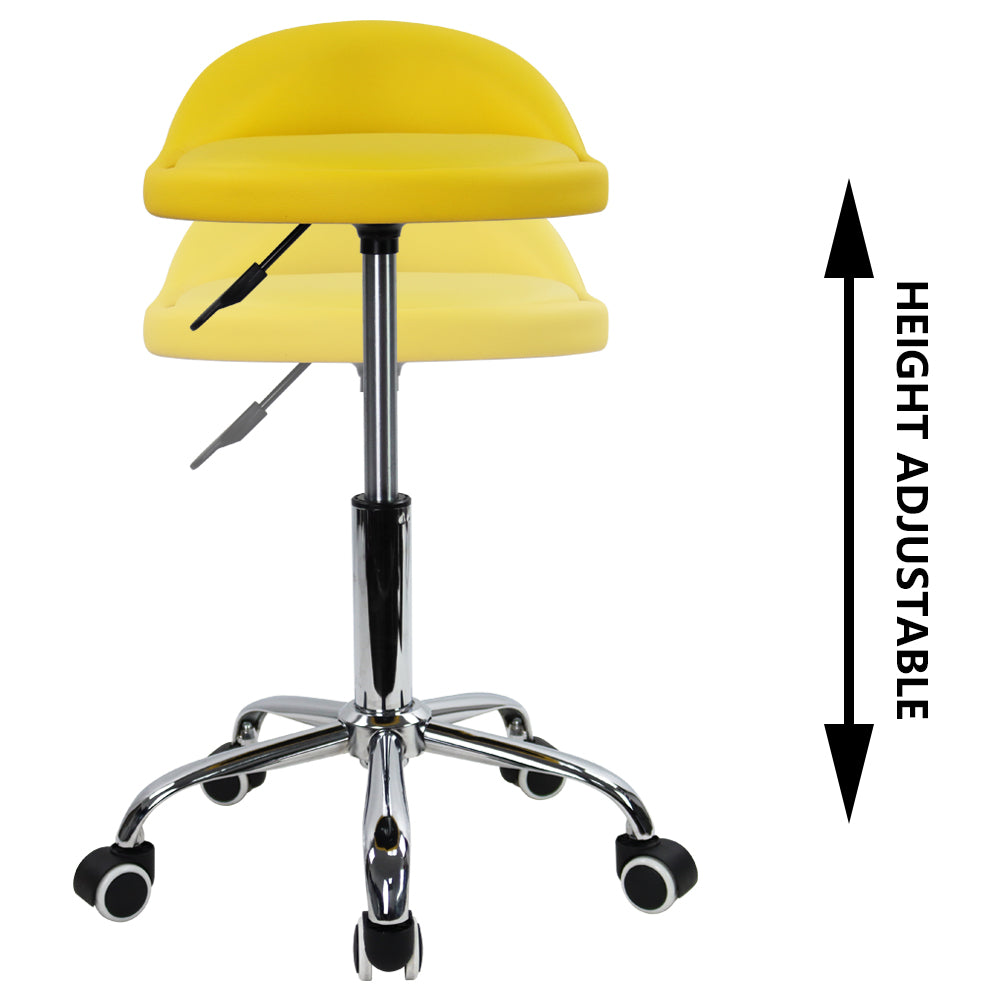 KKTONER PU Leather Rolling Stool with Low Backrest Desk Chair Home Office stool Yellow