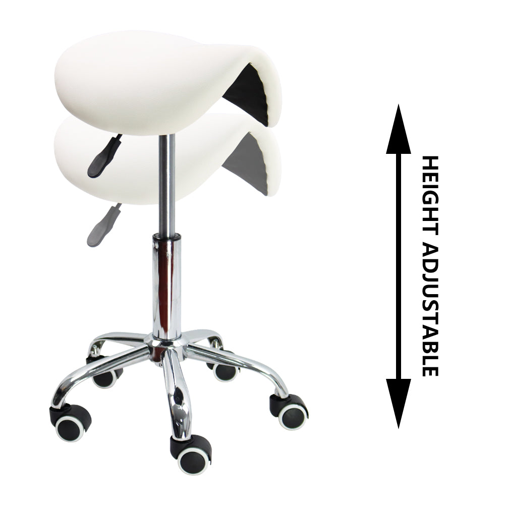 KKTONER Rolling Swivel Saddle Stool Height Adjustable Swivel Chair with Wheels White