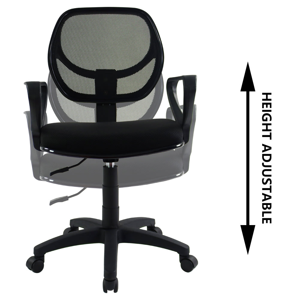 KKTONER Mesh Office Chair with Mid-Back Swivel Height Adjustable Computer Home Desk Ergonomic Chair with Armrest (Black)